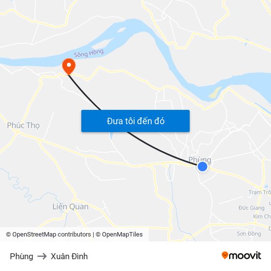 Phùng to Xuân Đình map
