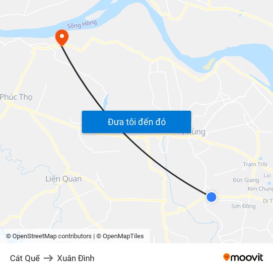 Cát Quế to Xuân Đình map