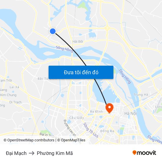 Đại Mạch to Phường Kim Mã map