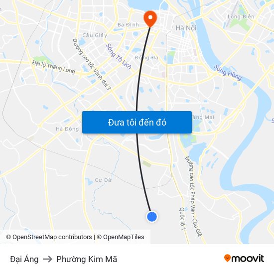 Đại Áng to Phường Kim Mã map