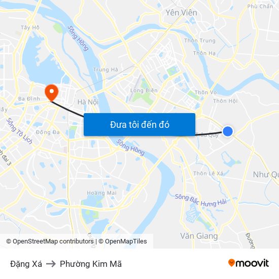 Đặng Xá to Phường Kim Mã map