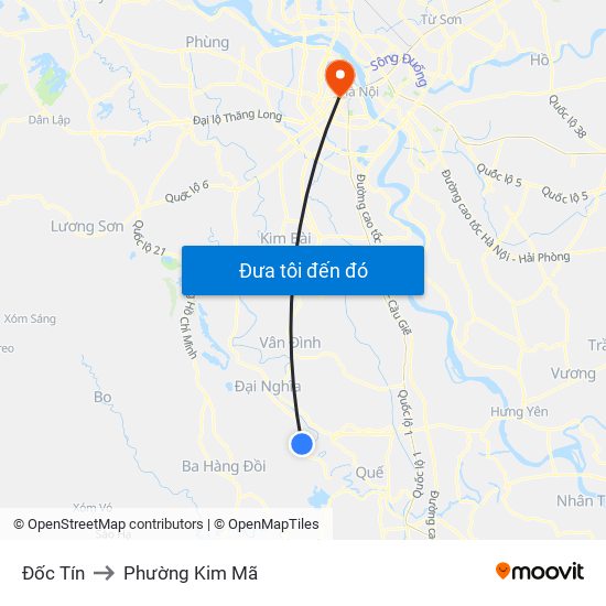 Đốc Tín to Phường Kim Mã map