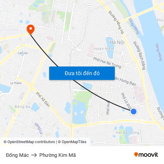 Đống Mác to Phường Kim Mã map