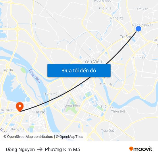 Đồng Nguyên to Phường Kim Mã map