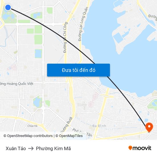 Xuân Tảo to Phường Kim Mã map