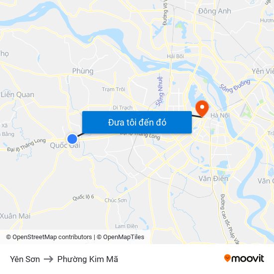 Yên Sơn to Phường Kim Mã map
