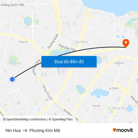Yên Hoà to Phường Kim Mã map