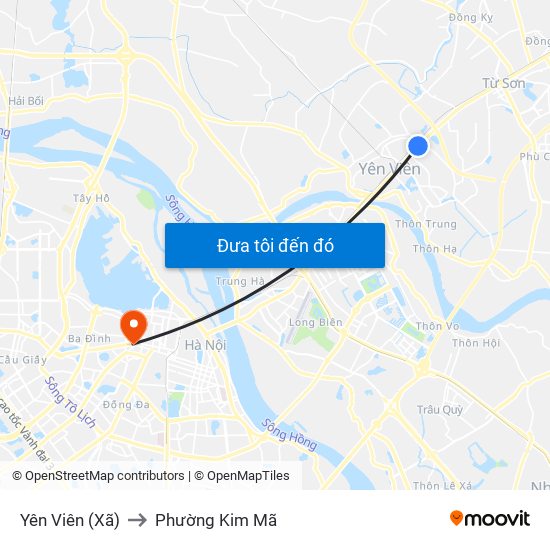 Yên Viên (Xã) to Phường Kim Mã map