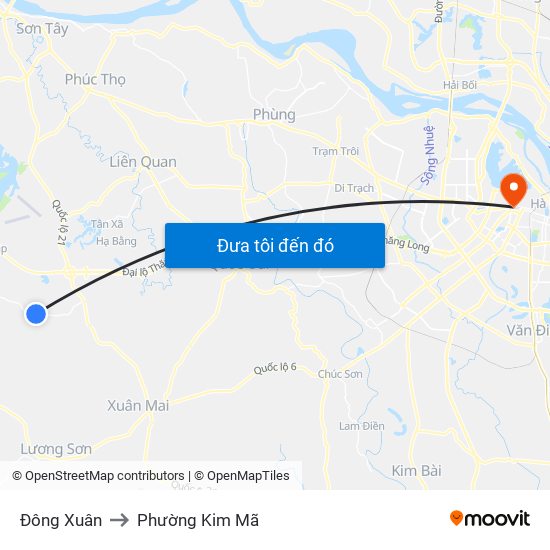 Đông Xuân to Phường Kim Mã map