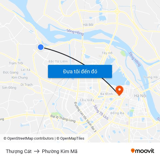 Thượng Cát to Phường Kim Mã map