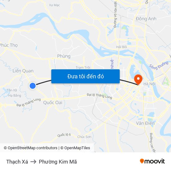 Thạch Xá to Phường Kim Mã map