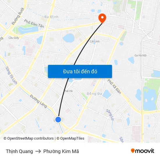 Thịnh Quang to Phường Kim Mã map