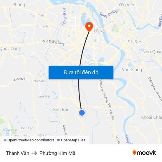Thanh Văn to Phường Kim Mã map