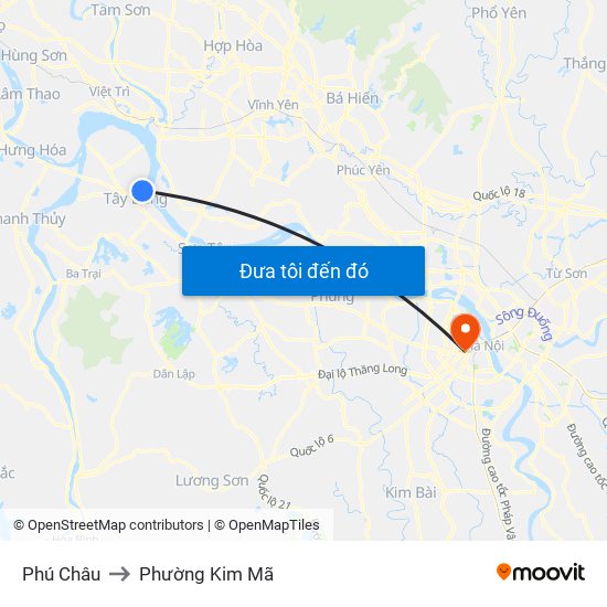 Phú Châu to Phường Kim Mã map