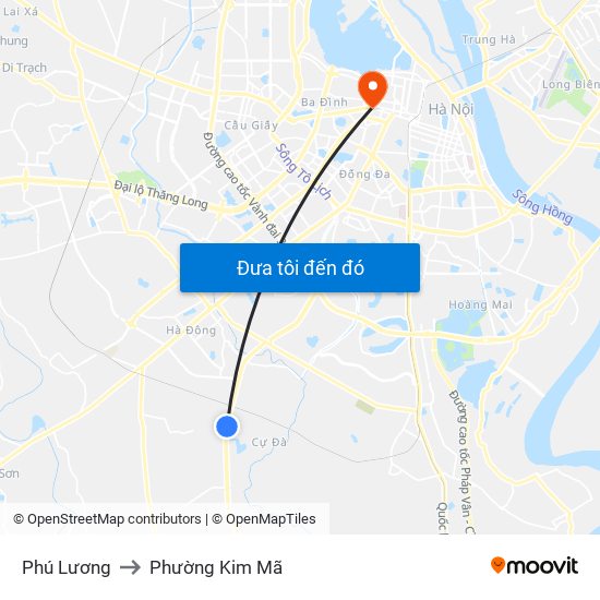 Phú Lương to Phường Kim Mã map