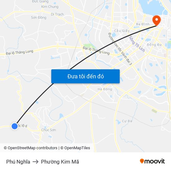 Phú Nghĩa to Phường Kim Mã map