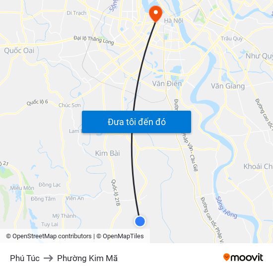 Phú Túc to Phường Kim Mã map
