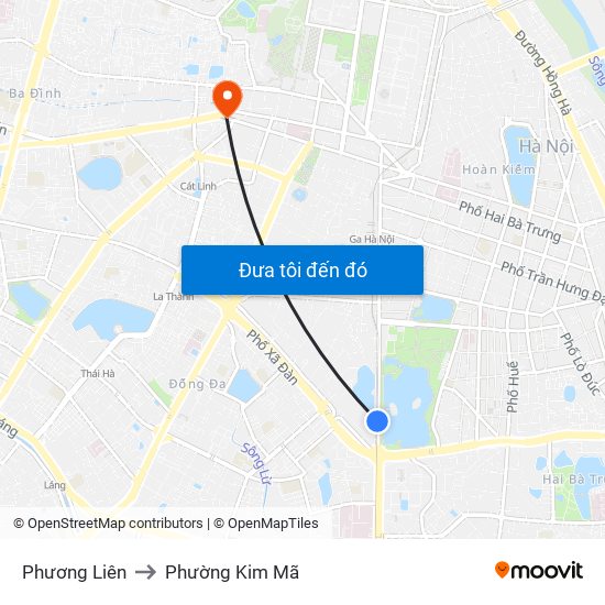 Phương Liên to Phường Kim Mã map