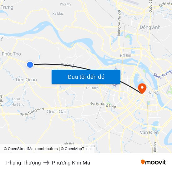 Phụng Thượng to Phường Kim Mã map