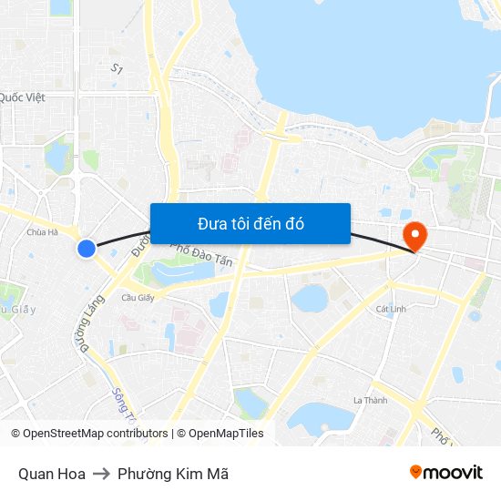 Quan Hoa to Phường Kim Mã map