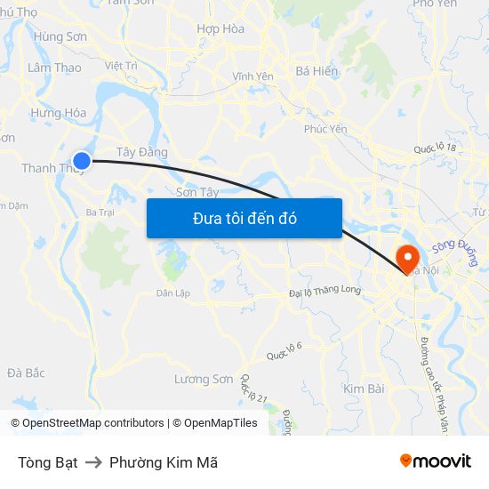 Tòng Bạt to Phường Kim Mã map