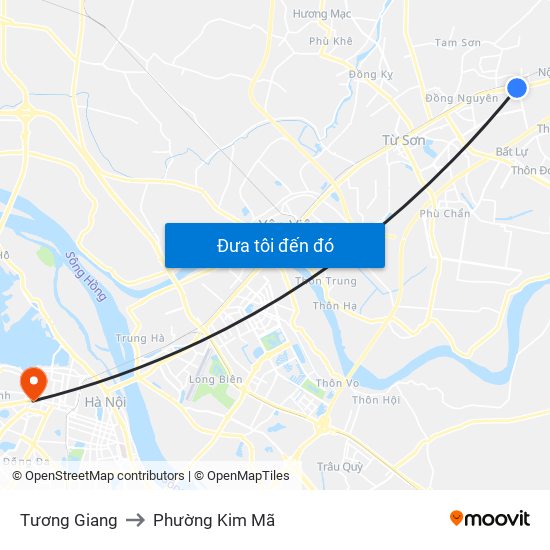 Tương Giang to Phường Kim Mã map