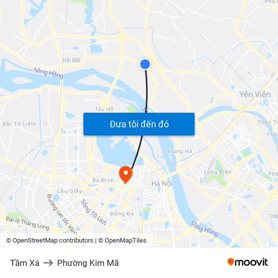 Tầm Xá to Phường Kim Mã map