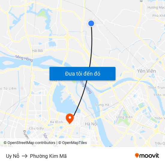 Uy Nỗ to Phường Kim Mã map