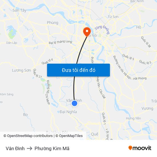 Vân Đình to Phường Kim Mã map