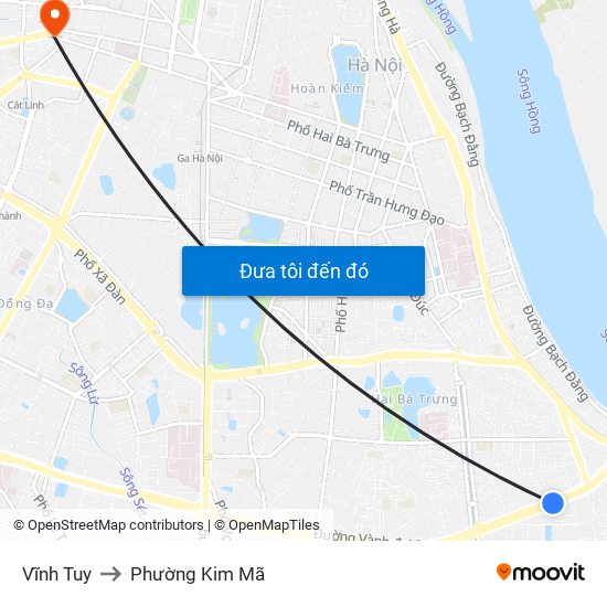 Vĩnh Tuy to Phường Kim Mã map