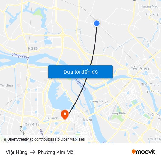 Việt Hùng to Phường Kim Mã map