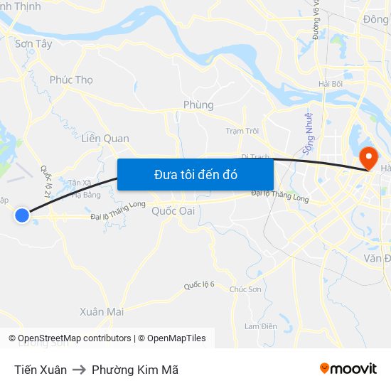 Tiến Xuân to Phường Kim Mã map