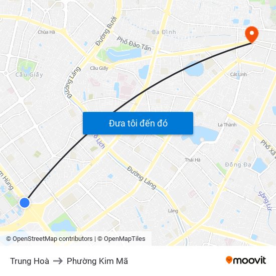 Trung Hoà to Phường Kim Mã map