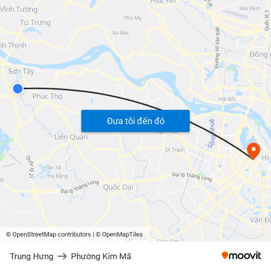 Trung Hưng to Phường Kim Mã map