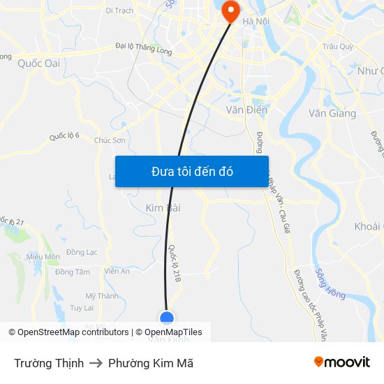 Trường Thịnh to Phường Kim Mã map