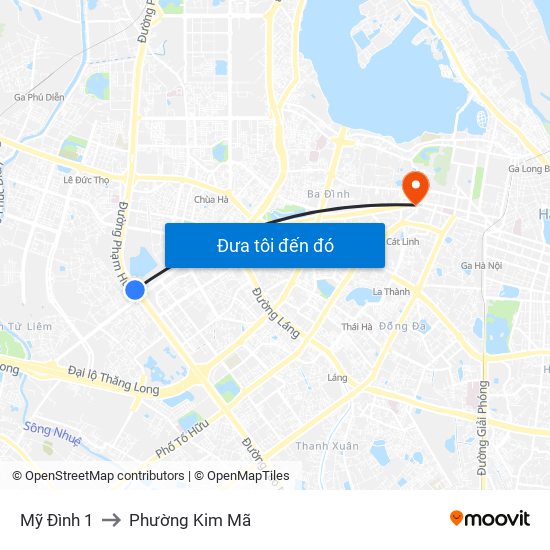 Mỹ Đình 1 to Phường Kim Mã map