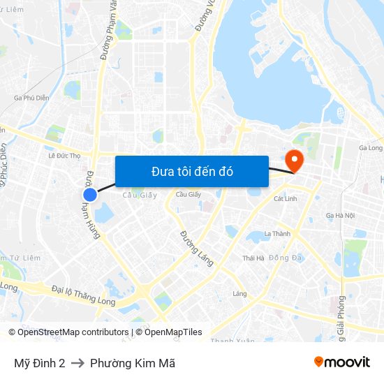 Mỹ Đình 2 to Phường Kim Mã map