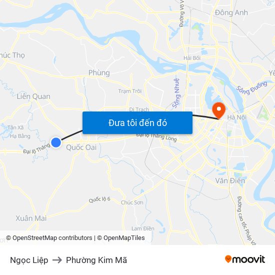 Ngọc Liệp to Phường Kim Mã map