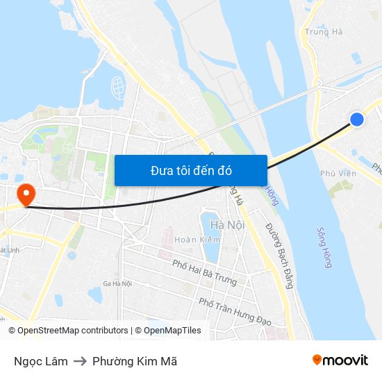 Ngọc Lâm to Phường Kim Mã map