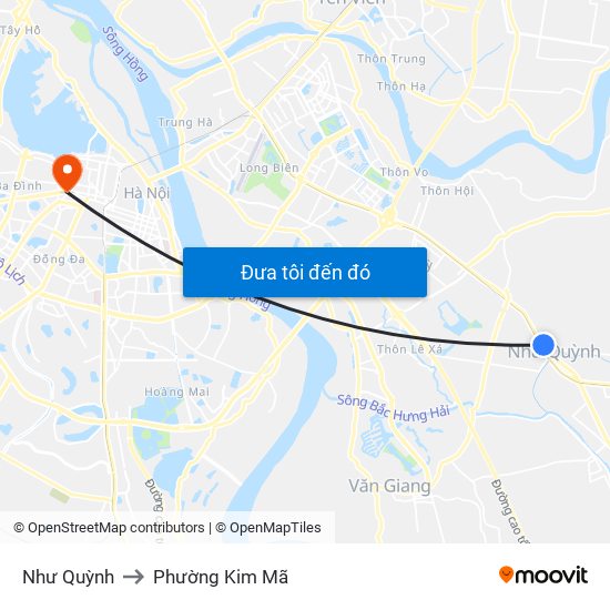 Như Quỳnh to Phường Kim Mã map