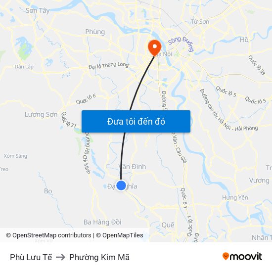 Phù Lưu Tế to Phường Kim Mã map