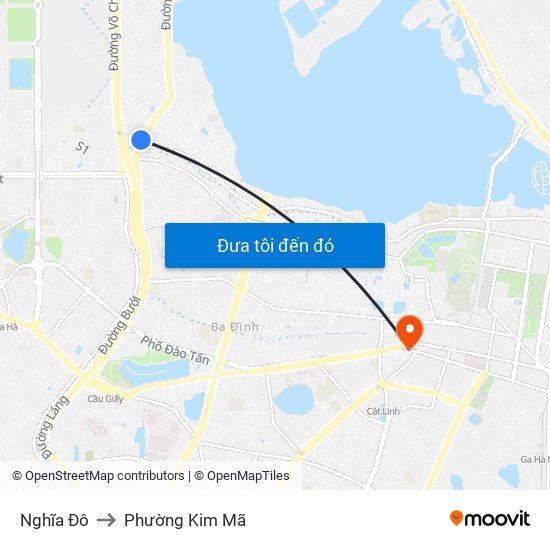 Nghĩa Đô to Phường Kim Mã map