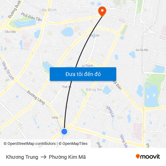 Khương Trung to Phường Kim Mã map