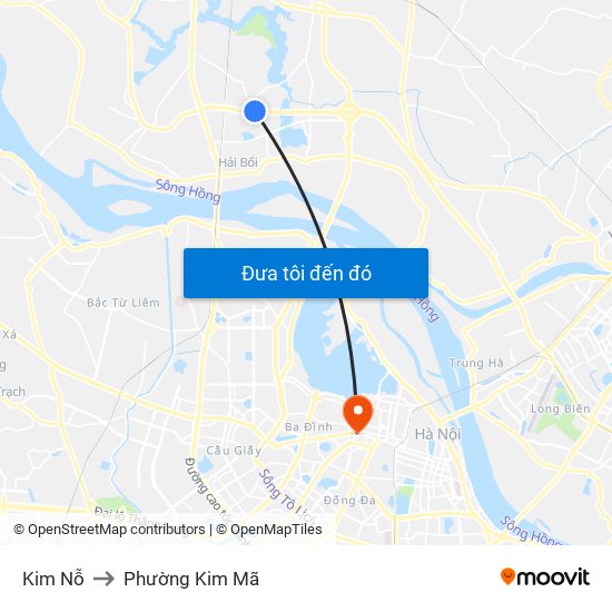 Kim Nỗ to Phường Kim Mã map