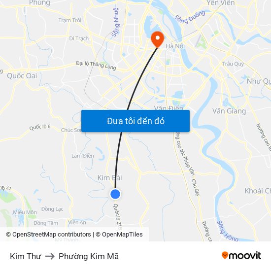 Kim Thư to Phường Kim Mã map