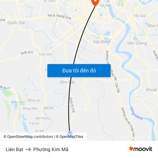 Liên Bạt to Phường Kim Mã map