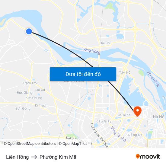 Liên Hồng to Phường Kim Mã map