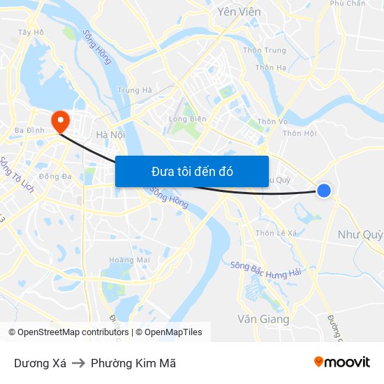 Dương Xá to Phường Kim Mã map