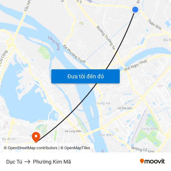 Dục Tú to Phường Kim Mã map