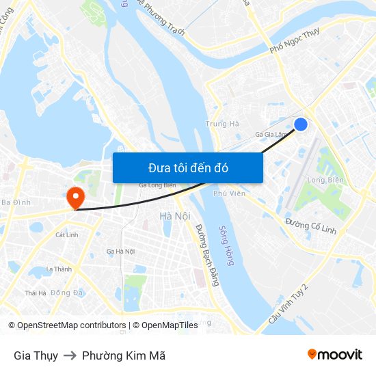 Gia Thụy to Phường Kim Mã map